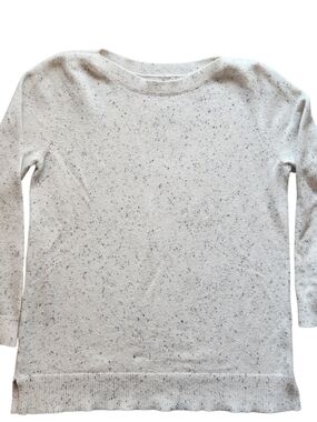 LOFT Cream Speckled Boat-Neck Tunic Sweater